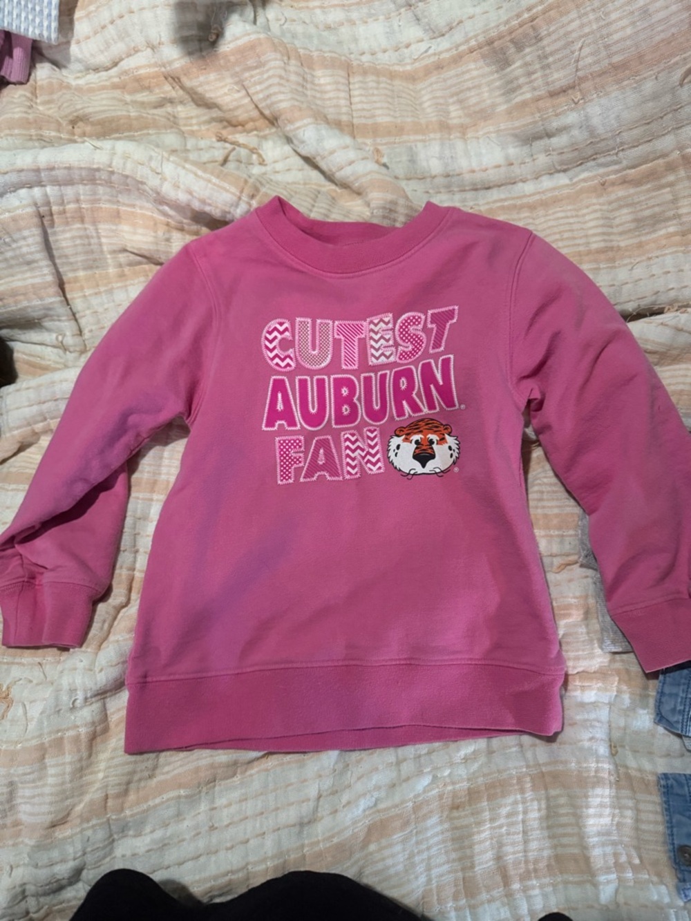 Russell Athletic Pink “Cutest Auburn Fam” Kids Sweatshirt